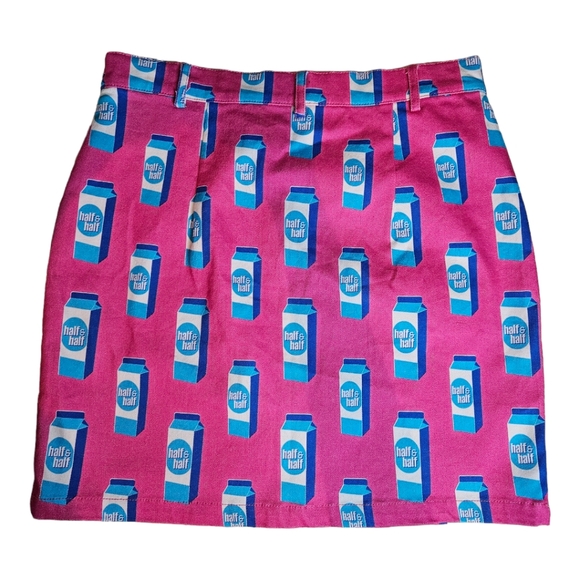 Hayley Elsaesser Novelty Half & Half Bright Pink and Blue Miniskirt Size Large - Picture 2 of 10